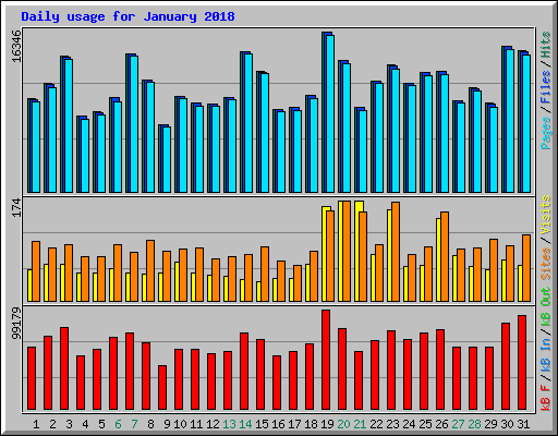 Daily usage for January 2018