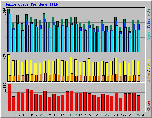 Daily usage for June 2019