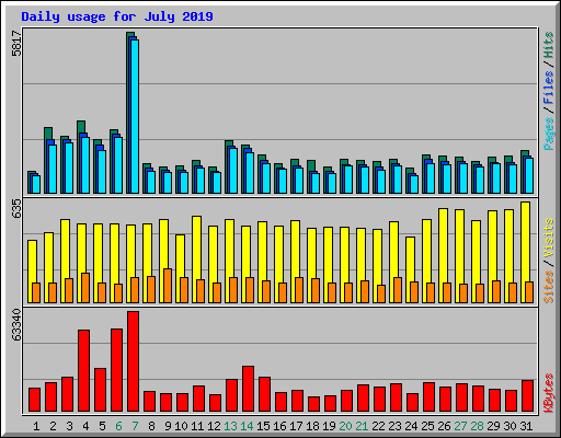 Daily usage for July 2019