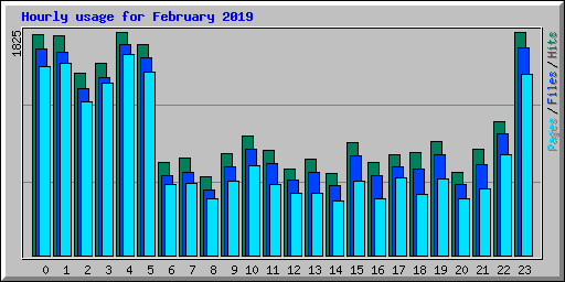 Hourly usage for February 2019