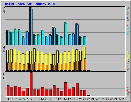 Daily usage for January 2020