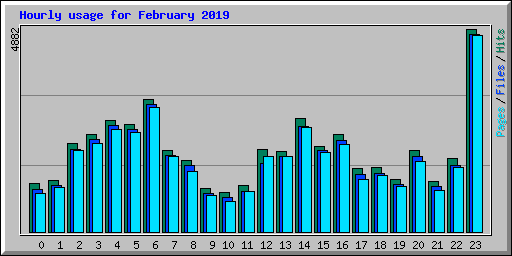 Hourly usage for February 2019