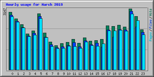 Hourly usage for March 2019