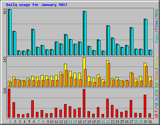 Daily usage for January 2017