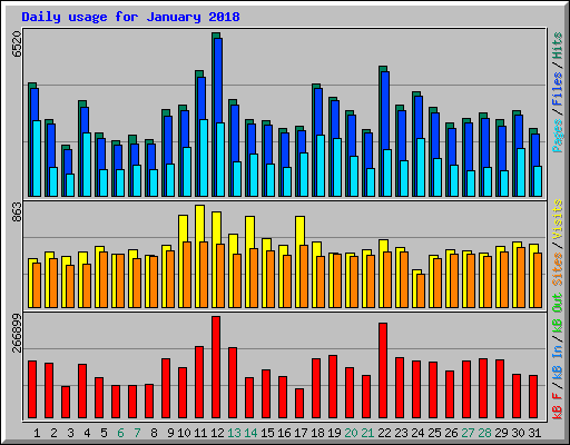 Daily usage for January 2018