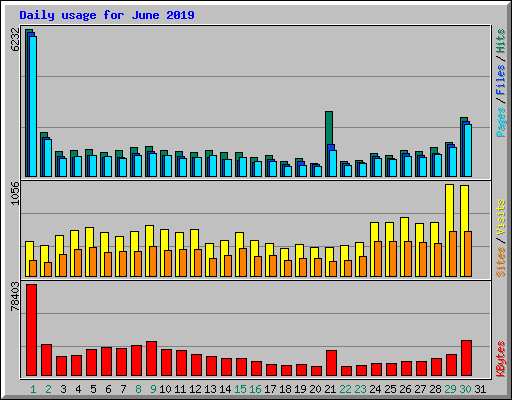 Daily usage for June 2019