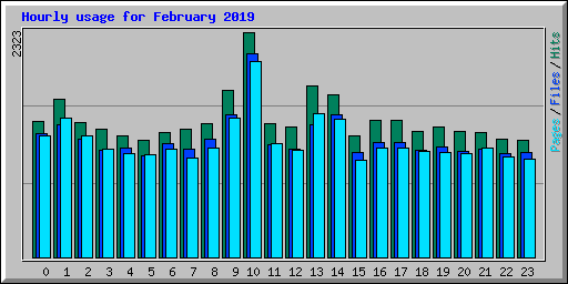 Hourly usage for February 2019
