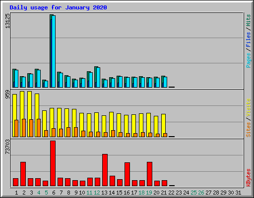 Daily usage for January 2020