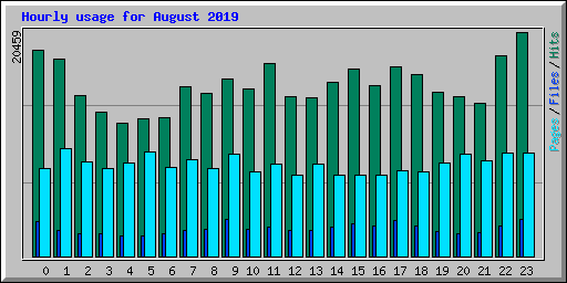 Hourly usage for August 2019