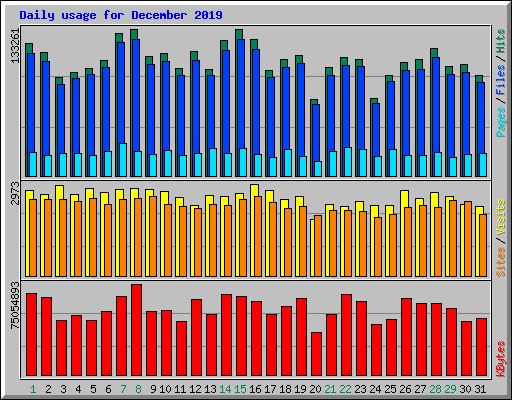 Daily usage for December 2019