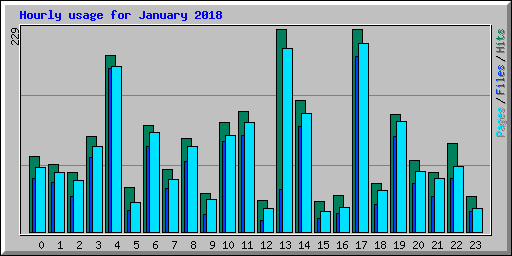Hourly usage for January 2018