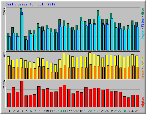 Daily usage for July 2019