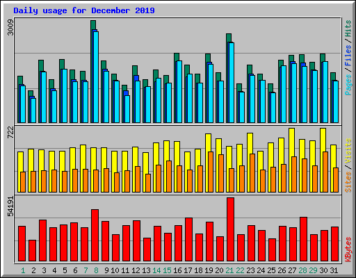 Daily usage for December 2019