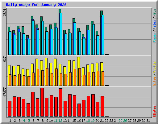 Daily usage for January 2020