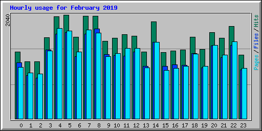 Hourly usage for February 2019