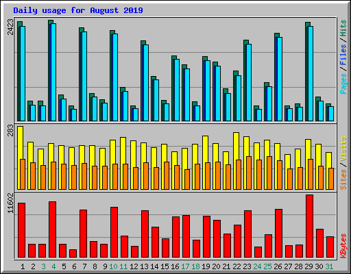 Daily usage for August 2019