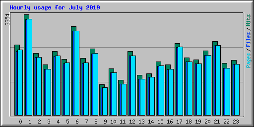Hourly usage for July 2019