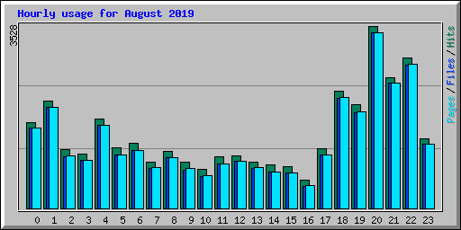Hourly usage for August 2019