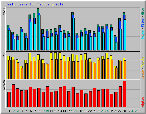 Daily usage for February 2019