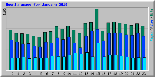 Hourly usage for January 2018
