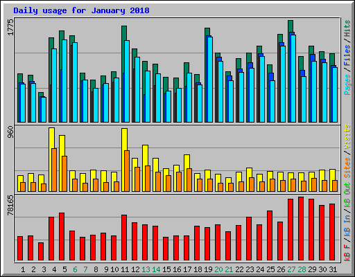 Daily usage for January 2018