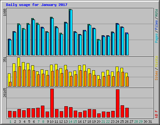 Daily usage for January 2017