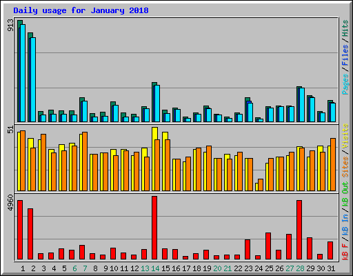 Daily usage for January 2018