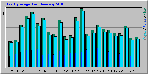 Hourly usage for January 2018