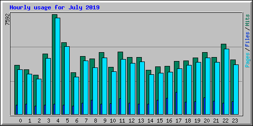 Hourly usage for July 2019
