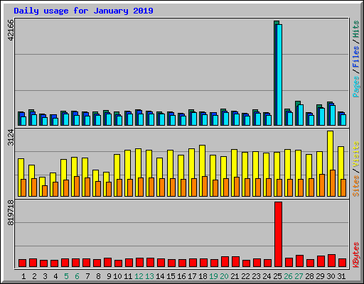 Daily usage for January 2019