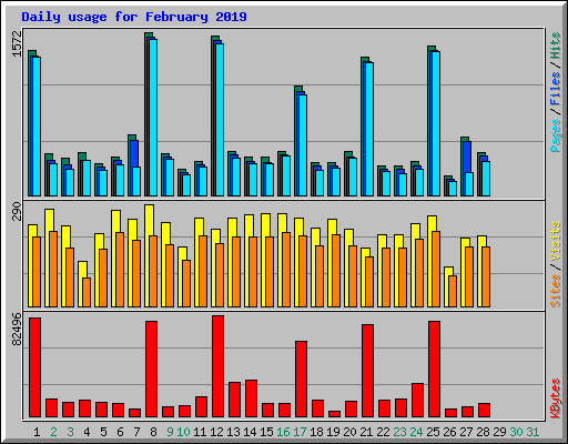 Daily usage for February 2019