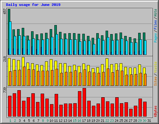 Daily usage for June 2019