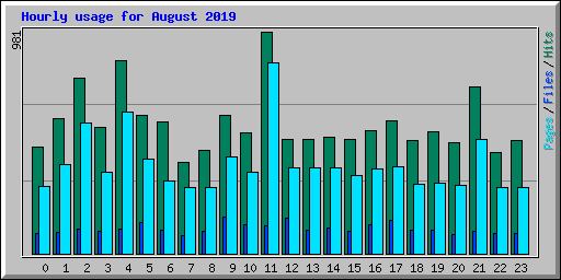 Hourly usage for August 2019