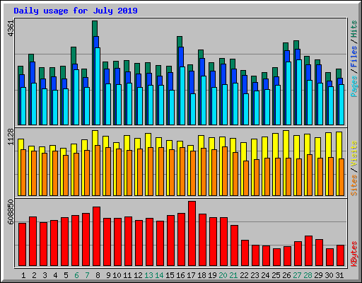 Daily usage for July 2019