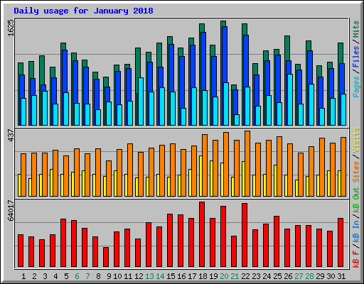 Daily usage for January 2018