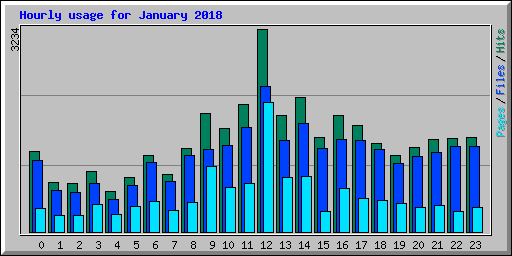 Hourly usage for January 2018