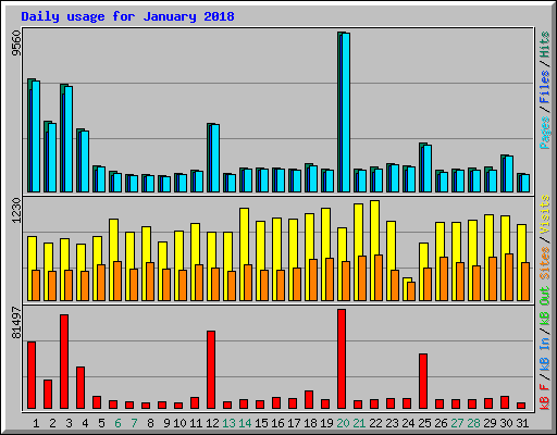 Daily usage for January 2018